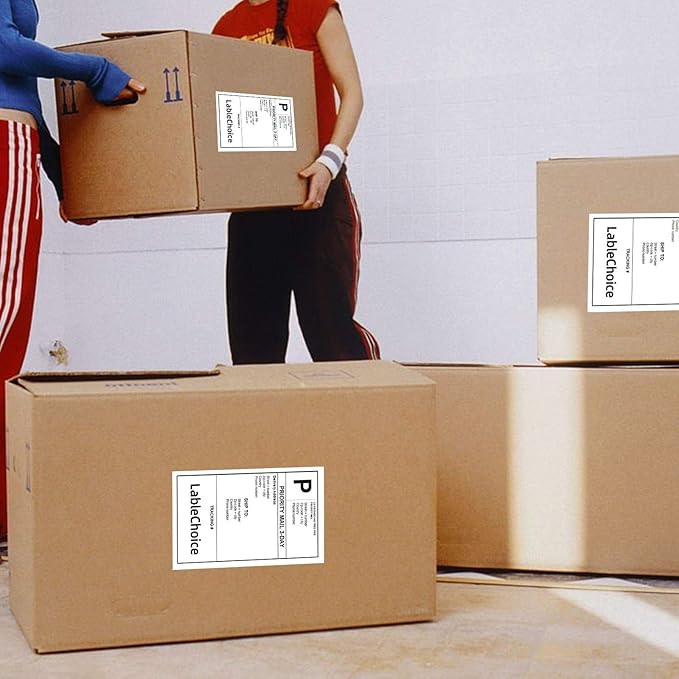 2000 Labels 4 x 6 3-Proof Commercial Grade Fanfold Direct Thermal Labels Compatible with Zebra, Rollo, Munbyn, 4 Stacks White Perforated Permanent Strong Adhesive Mailing Shipping Labels