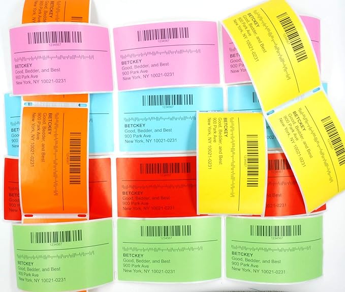 BETCKEY - 3" x 1.5" Barcode Shipping & Address Labels Compatible with Zebra & Rollo Label Printer,Premium Adhesive & Perforated[Orange, 6 Rolls, 5700 Labels]