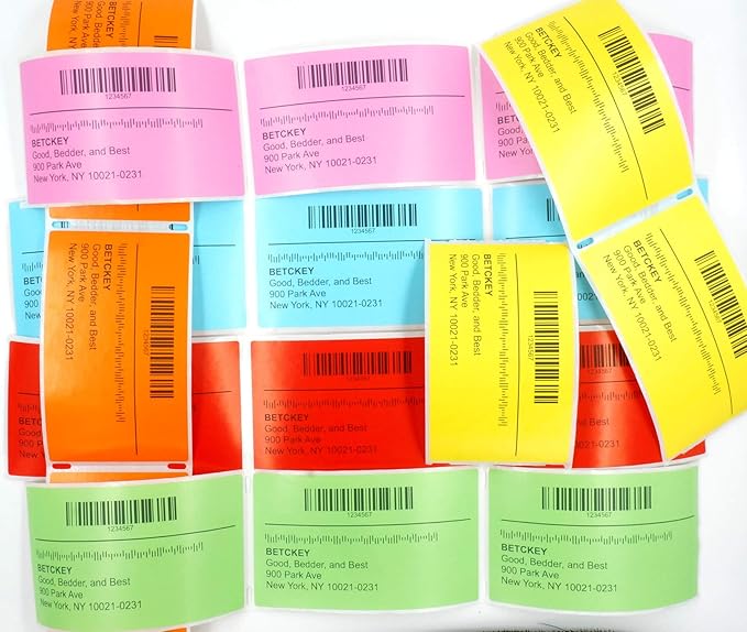 BETCKEY - 4" x 5" Large Shipping & Multipurpose Labels Compatible with Zebra & Rollo Label Printer,Premium Adhesive & Perforated[Green, 6 Rolls, 2100 Labels]