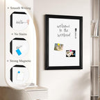 4 THOUGHT Dry Erase Board, 18 x 24 in Magnetic Whiteboard Black Vintage Wood Frame Wall-Mounted White Board Decorative Notice Board for School, Office, Home, Kitchen with 8 Magnets 4 Markers 1 Eraser