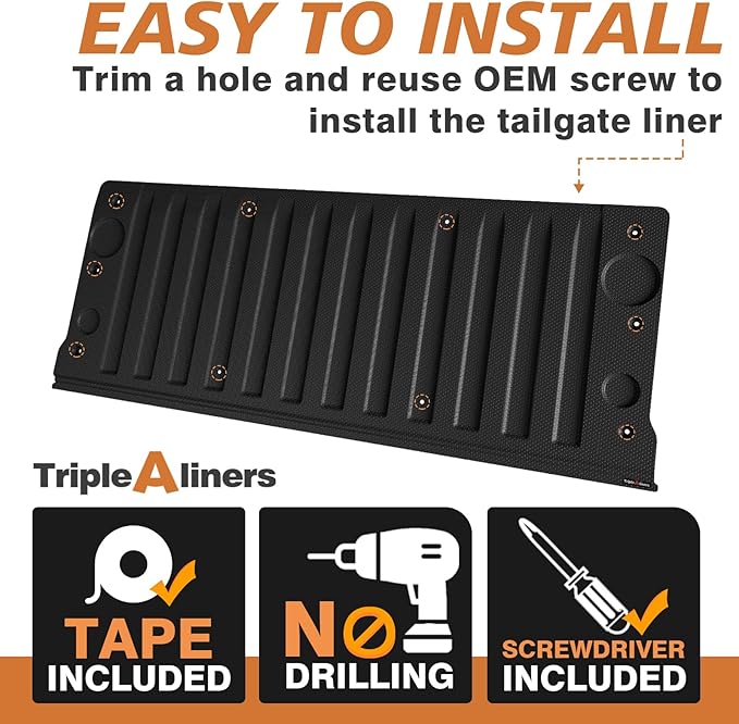 TripleAliners Tailgate Mat for 2019-2025 2026 Chevy Silverado & GMC Sierra 1500 Standard Tailgate Accessories Liner Protector All Weather TPE Custom Fit (Won't Fit Multipro Tailgate/Drop-in Liners)