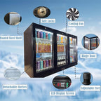 Back Bar Cooler Fridge,11.5 Cu Ft Commercial Display Refrigerator Beverage Undercounter Refrigerator, Commercial BeerFridge with LED Light Adjustable Shelves,ETL Sanitation