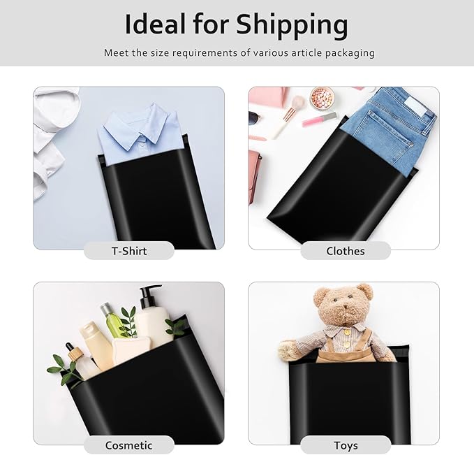 Metronic Poly Mailers 10x13 100 Pcs | Small Shipping Bags for Clothing | Mailing Bags for Small Business, Shipping Envelopes,Packing Bags in Black