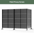 Modern Shade Metal Privacy Screen 72" H x 48" W, Freestanding Decorative Outdoor Privacy Fence Panels for Instant Privacy & Space Division, Patio Screens for Patios Outside Outdoor, Black, 3 Panel