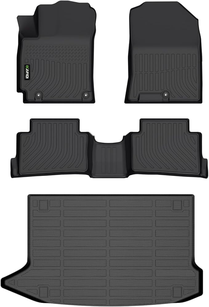 All Weather Car Floor Mats & Cargo Liner Set for Hyundai Kona 2018-2023/ Kona N 2022-2023 (No Electric Models) Custom Fit Accessories - Black