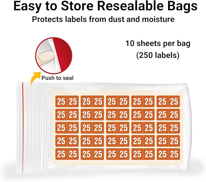 2025 MINI Year Stickers, Brown, Compatible with Smead ETS Series, Doctor Stuff 2025 Chart Stickers, USA Made Year Labels for End Tab File Folders, 250/Pack, 1 Package, 1/2" x 1" - Small Labels