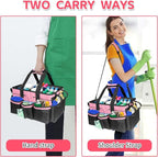 Boczif Cleaning Caddy Bag Wearable, Cleaning Caddy Supplies Organizer with Handle, Shoulder Straps & Detachable Divide, Cleaning Tool Organizers Tote Bag for Cleaners & Housekeepers(Pink)