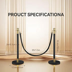 6 Pack Black Gold Stanchions with 4 Black Velvet Ropes, Crowd Control Barriers with Sand Weighted Bases, Stainless Steel Posts for Wedding, Party, Event, Theater Queue Line
