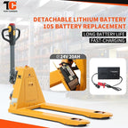 Tory Carrier Electric Pallet Jack Truck, 3300lbs Capacity Motorized Pallet Lift Trucks, 48" x 27" Fork Size Powered Lithium Battery Truck for Indoor Storage and Material Handling for Warehouse Yellow