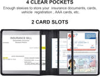 Cacturism Car Registration and Insurance Holder, Vehicle Glove Box Car Organizer Men Women Wallet Accessories Case for Cards, Essential Document, Driver License, Black