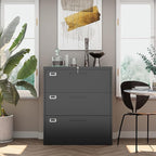 Lateral File Cabinet, Metal Filing Cabinet with Lock, 3 Drawer File Cabinets for Home Office, Office Cabinet for Hanging Files Letter/Legal/F4/A4, Assembly Required, Black