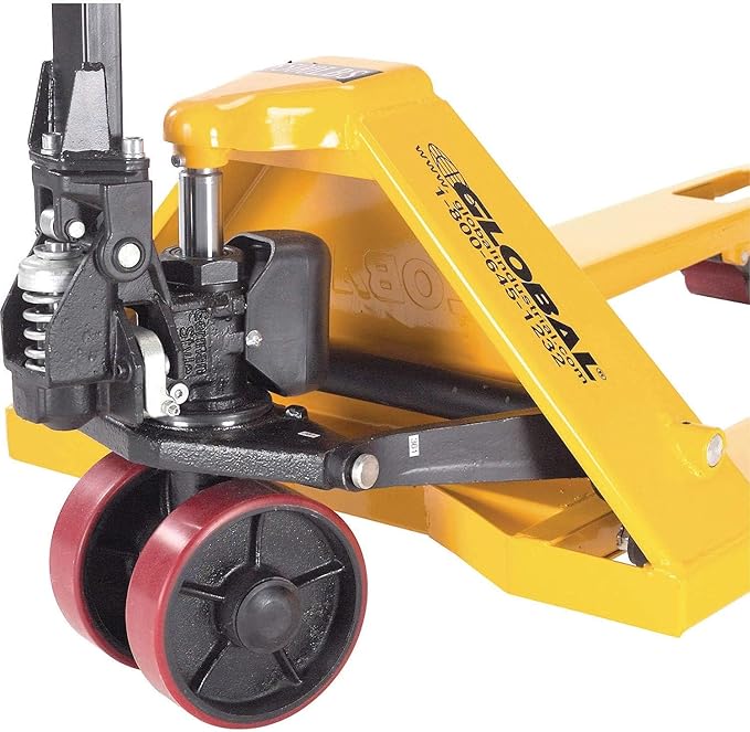 Global Industrial Industrial Duty Narrow Pallet Jack with 21" W x 36" L Forks, 5500 lb. Capacity, Manual Pallet Truck for Warehouse, Manufacturing and Retail