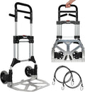 Vergo 400 lbs Capacity Folding Hand Truck Dolly – Lightweight Aluminum Frame Dolly Cart with 50" Telescoping Handle, Compact Hand Cart with 8” Rubber Wheels for Office, Warehouse, Trucks (S300L)