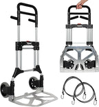 Vergo 400 lbs Capacity Folding Hand Truck Dolly – Lightweight Aluminum Frame Dolly Cart with 50" Telescoping Handle, Compact Hand Cart with 8” Rubber Wheels for Office, Warehouse, Trucks (S300L)