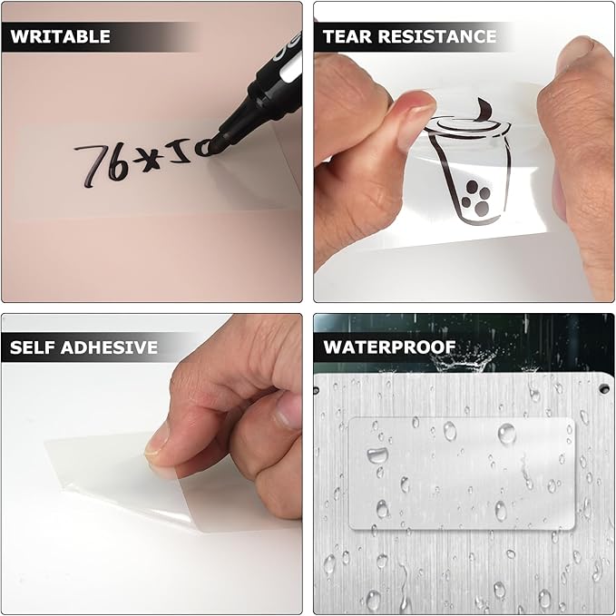 Clear Thermal Labels Vinyl 2 × 3 Inch Self-Adhesive Rectangle Stickers Roll Waterproof Printer Direct Decals Package Seal for QR Code Envelope Office Retail Home 300 PCS