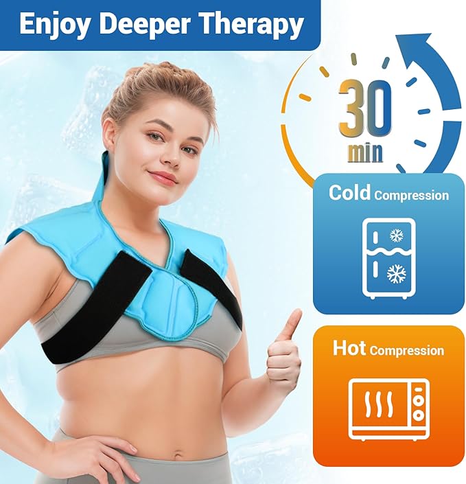 Comfytemp Ice Pack for Neck Shoulders Pain Relief, HSA Eligible FSA Wearable, Reusable Gel Shoulder Ice Pack Wrap, Cold Compression Physical Therapy Recovery for Upper Back, Cervical Injuries (S)