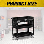 3 Tier Rolling Tool Cart on Wheels, 450 LBS Capacity Tool Cart with Drawers, Heavy Duty Rolling Utility Carts on Wheels, Rolling Tool Work Carts for Garage, Warehouse and Repair Shop,Black