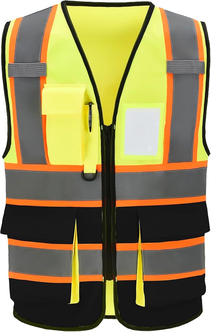 AYKRM 11 color High Vis Reflective Safety Vest for Women Men Security Pocket Zipper
