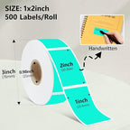1X2 inch Label Stickers Roll for Thermal Printer 500PCS Colored Removable Freezer Labels Waterproof Blank Sticker Labels to Write on for Food Containers and Jars, Watercolor Green
