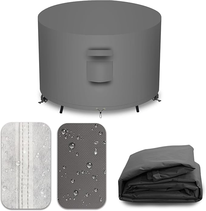 Heavy Duty Patio Furniture Covers Waterproof, 600D Round Outdoor Furniture Cover Waterproof for Sectional Sofa Couch, Outdoor Dining Table and Chair Set Covers 20"DIA x 23"H, Grey