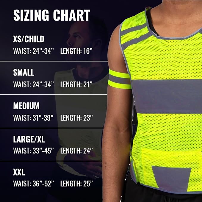 Mesh Reflective Vest with Inside Pocket - High Visibility Reflective Running Safety Vest Straps for Men Women & Kids