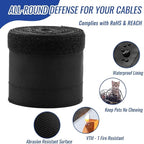 1/2" - 6.6FT Chew Proof Cat Cord Protector（Hook & Loop Split Sleeve for Pets - Cat/Dog Proof Cable Management Sleeve for Office USB Computer Audio Cables, Flexible Wire Cover - Black