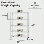 Displays By Jack 5 Tier Heavy Duty Wire Shelving Unit Storage Rack for Products Plant Pantry, Garage, Laundry Racks Durable Shelf Organizer Shelves Stand 14" W x 30" L x 60" H, Chrome