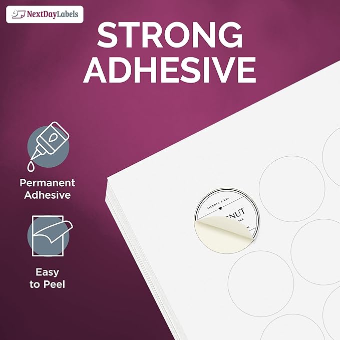 NextDayLabels 3/4 Inch Round Sticker Labels - Matte White Blank Laser/Inkjet Printer Labels - Circle Stickers (1000 Sheets, 108000 Labels)