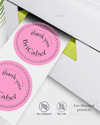2 Inch Pink Round Thermal Labels, 600 Labels/Roll,Self-Adhesive Circle Inventory Stickers, Multi-Purpose Round Roll Thermal Printing Stickers for Business and Domestic Use