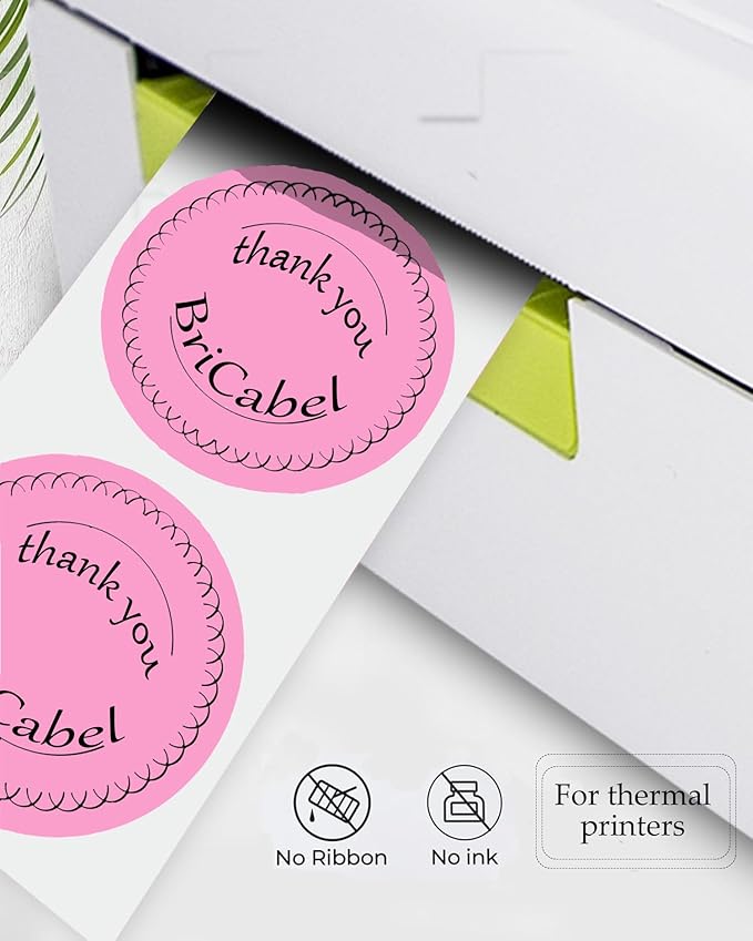 2 Inch Pink Round Thermal Labels, 600 Labels/Roll,Self-Adhesive Circle Inventory Stickers, Multi-Purpose Round Roll Thermal Printing Stickers for Business and Domestic Use