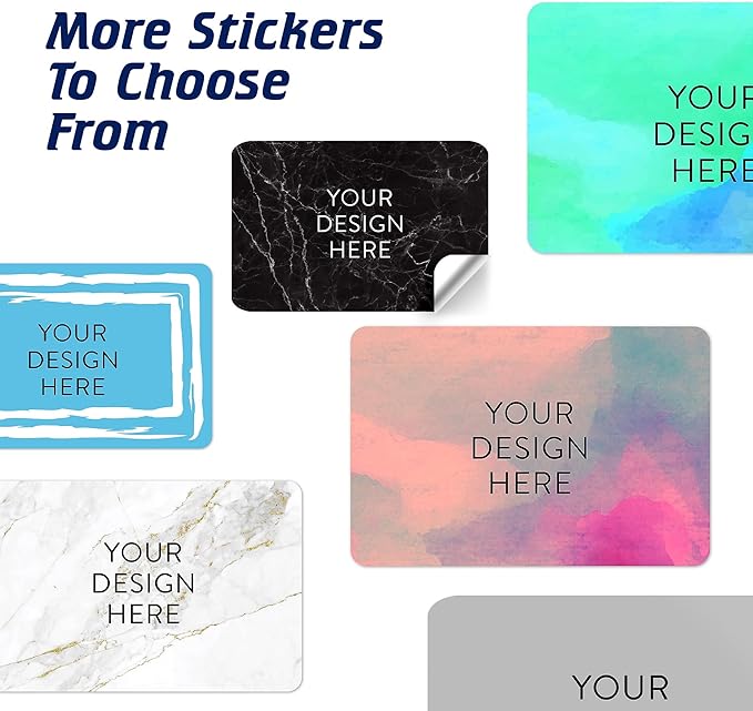 100 Custom Vinyl Stickers - Upload Your own Image, Text, Design, Logo - Personalized Logo Labels for Handmade, Packaging, Bottle, Jars, Candle, Brand Stickers (Black Marble, 5x3)
