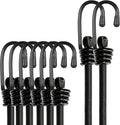 Bungee Cords with Hooks, Heavy Duty Outdoor Elastic Bungee Straps，No Odour Industrial Grade Bungee Rope for Securing Tarps, Luggage,Tents, Bikes or Garden Tidying 24in6pcs + 48in2pcs (Black)