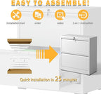 2 Drawer Lateral File Cabinet with Lock, File Cabinet, Metal Lateral Filing Cabinets for Home Office, File Storage Cabinet for Legal/Letter/A4 Documents, Assembly Required (White, 26'W)
