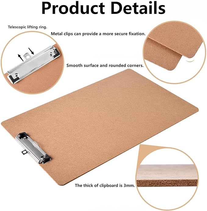 2 Pack Hardboard Office Clipboards - 11x17 Inches, Low Profile Clip, Horizontal and Vertical Design - Ideal for Office, School, and Art Projects