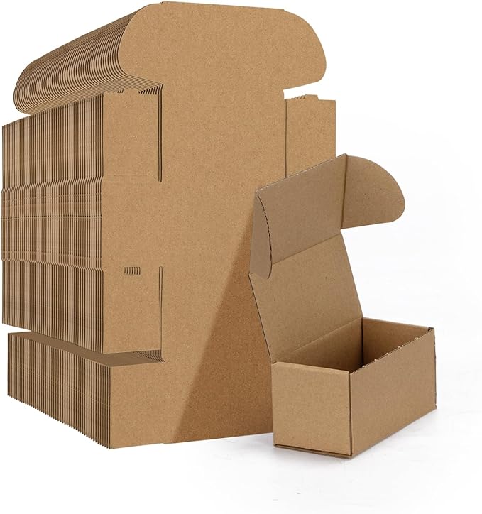 HORLIMER 4.6x2.2x2.2 inches Shipping Boxes Set of 100, Brown Corrugated Cardboard Box Literature Mailer