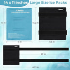 Ice Packs for Injuries: Ohuhu XL Reusable Ice Packs with Wrap 14" X 11" Hot Cold Gel Ice Pack Flexible Pain Relief for Shoulder Knee Back Hip Aches Injury-Light Blue