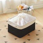 TheWarmHome Organization and Storage Basket for Organizing - Jumbo 3 Pack 17.7x13.8x9.7 inch Fabric Storage Cubes for Closet Gifts Organizer Empty Book (White & Black)