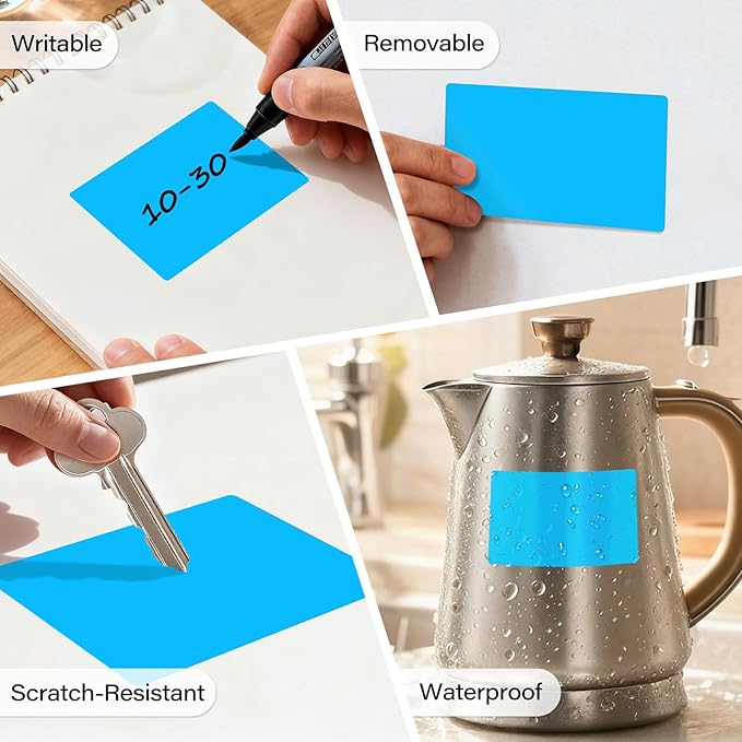 500 Pcs Large Moving Labels for Boxes 3 ×5 Inch Vinyl Self Adhesive Rectangle Stickers Color Coding Labels Waterproof Removable for Storage Bins Classroom Office Warehouse, Fluorescent Blue