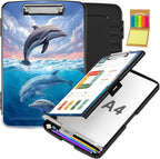 Clipboard with Storage,Office Supplies Nursing Clipboards Folder with Pen Holder Plastic Storage ClipBoard Foldable for Teacher Nurse,Cute Dolphin