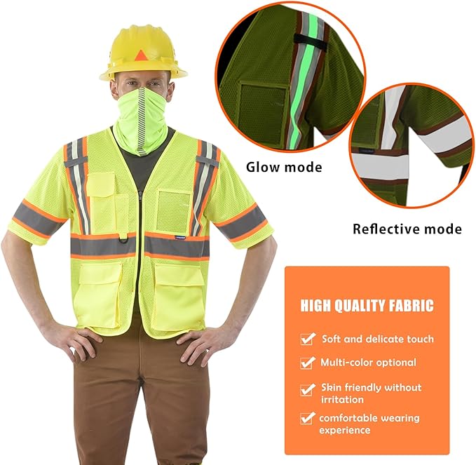 AYKRM Custom Logo Personalised Printed High Visibility Reflective 2 two tone work construction Safety Vest