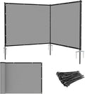Patio 6' x 11' Outdoor Privacy Screen Freestanding Temporary Fence Panels Net Cover with Metal Poles for Outside Backyard Pool Garden Air Conditioner Fencing, Light Gray
