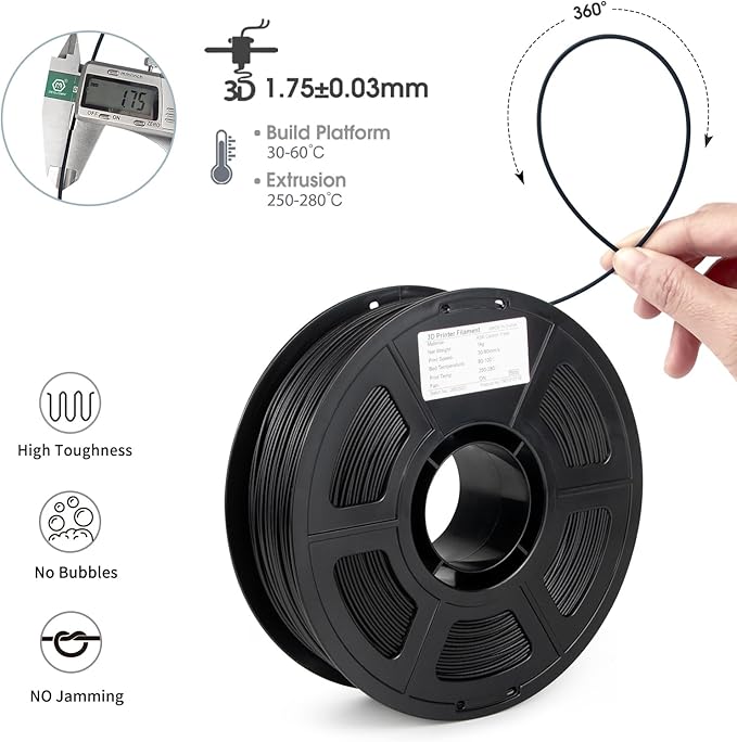 iSANMATE Carbon Fiber ASA Filament 1.75mm,UV/Rain/Heat Resistant Tough 3D Printer Filament, ASA CF Perfect for Outdoor Functional Parts, Dimensional Accuracy +/- 0.02mm, 1kg Spool (2.2lbs)