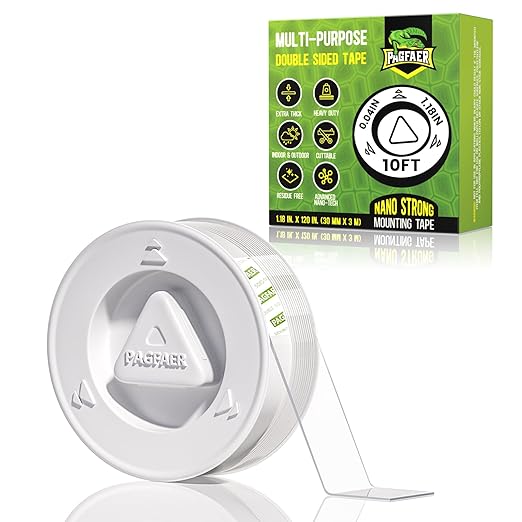 Double Sided Tape Heavy Duty, Extra Large 10FT Nano Tape, Transparent Strong Double Sided Adhesive Mounting Tape, Clear Picture Hanging Strips for Wall, Poster, Carpet, Craft