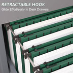 Plastic Hanging File Folder Extra Capacity,12 Pack Reinforced Hang Folders with Heavy Duty 2 Inch Expansion,Filing Cabinet Folders Letter Size,Hanging Organizer Designed for Bulky Files(Green)