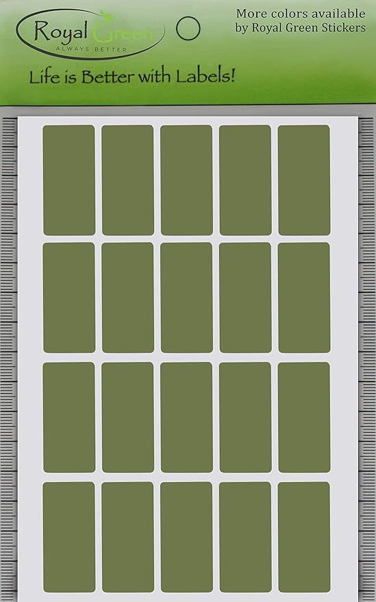 Royal Green Identification Labels Rectangular Sticker 1.57 inch x 0.75 inch - Olive Green Color Coding Stickers (40mm x 19mm) - 300 Pack