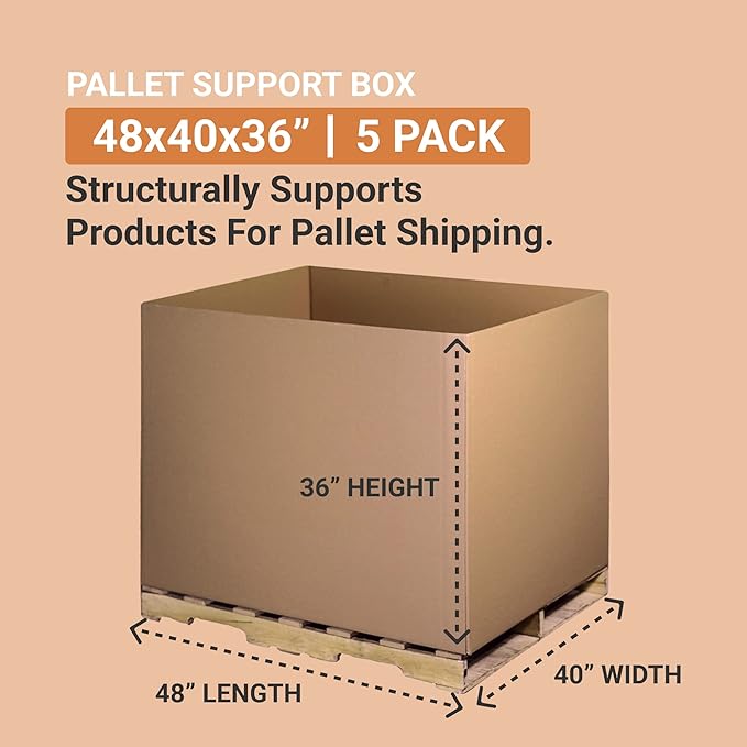 AVIDITI Shipping Gaylord Bottom Large, 48"L x 40"W x 36"H 5-Pack | Gaylord Bottom for Packing, Moving and Storage 48x40x36 484036