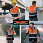 BeautyWill 10/20 Pack Custom Logo Safety Vest,Bulk High Visibility Class 2 Reflective Work Vests