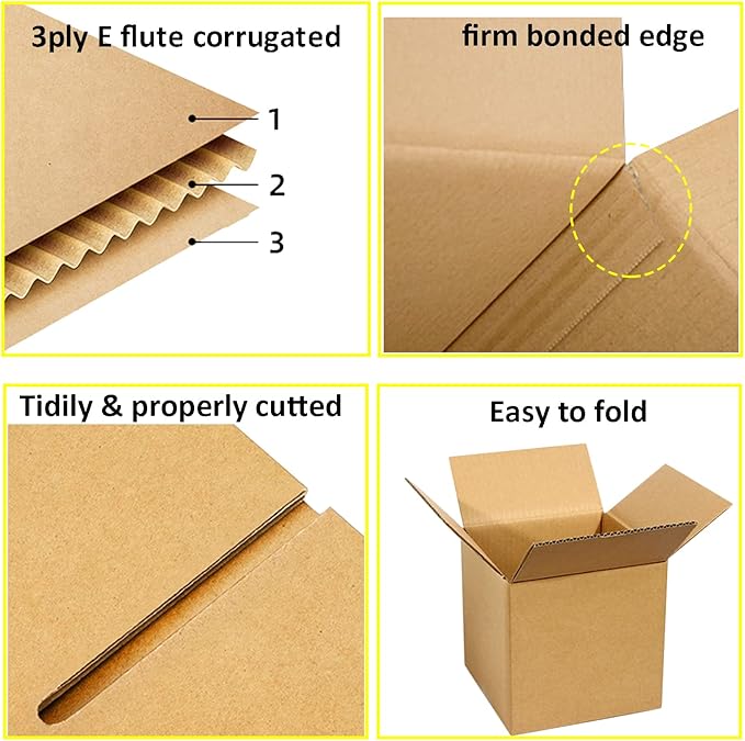 40 Pack Small Shipping Box 4x4x4 inch, Corrugated Cardboard Mailer Shipping Boxes for Small Business Packing Mailing