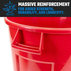 Magnum 32 Gallon Trash Can, High-Vis Red, Construction Grade, Heavy Duty Plastic, Jobsite Ready for Handling and Holding Garbage CMTC-C000-32R02 (2 Pack)