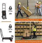 Folding Hand Truck, Dolly Cart Heavy Duty with 440lbs Capacity & 4 Wheels, Portable Hand Truck Dolly, 2in1 Transform Hand Cart, Collapsible Small Platform Cart for Home/Office/Travel Use, Easy Storage